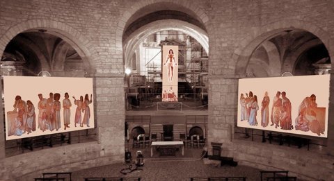 Installazione dell'opera 'Resurgit' nel Duomo Vecchio di Brescia Installazione dell'opera 'Resurgit' nel Duomo Vecchio di Brescia